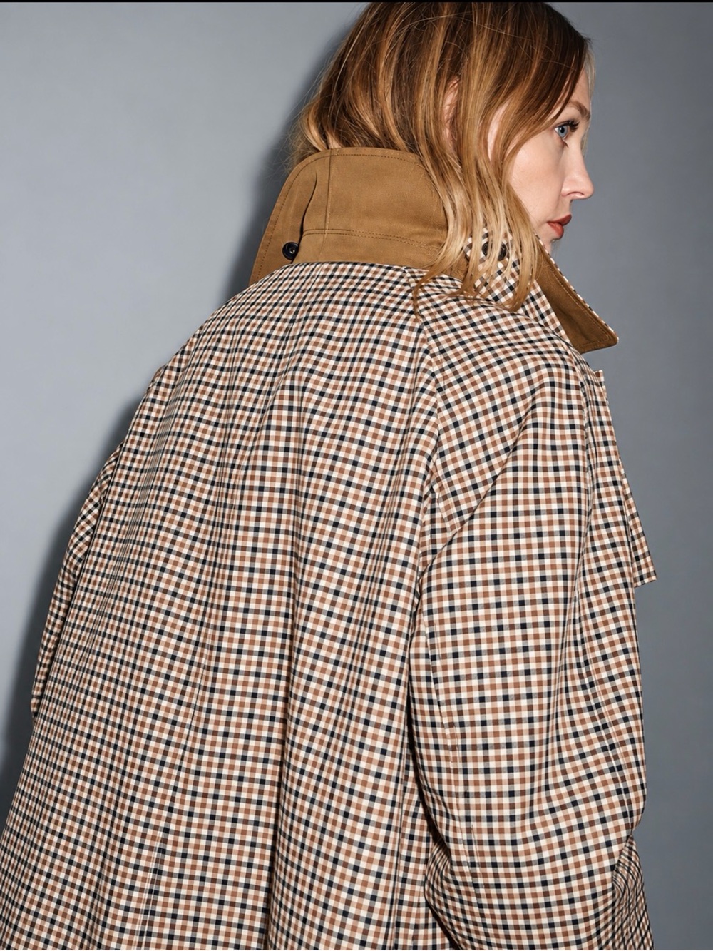 Zara Reversible Tan & Checked Trench Coat - Picture 4 of 12